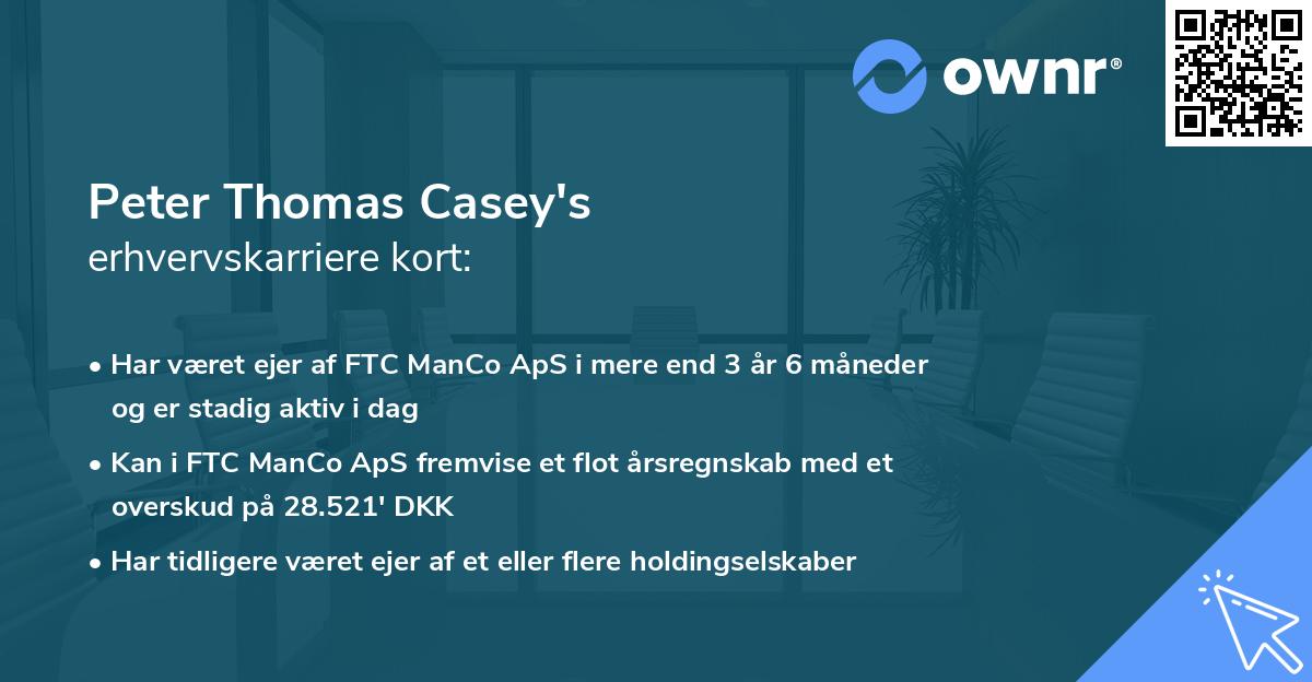 Peter Thomas Casey's erhvervskarriere kort