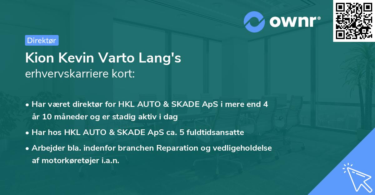 Kion Kevin Varto Lang's erhvervskarriere kort