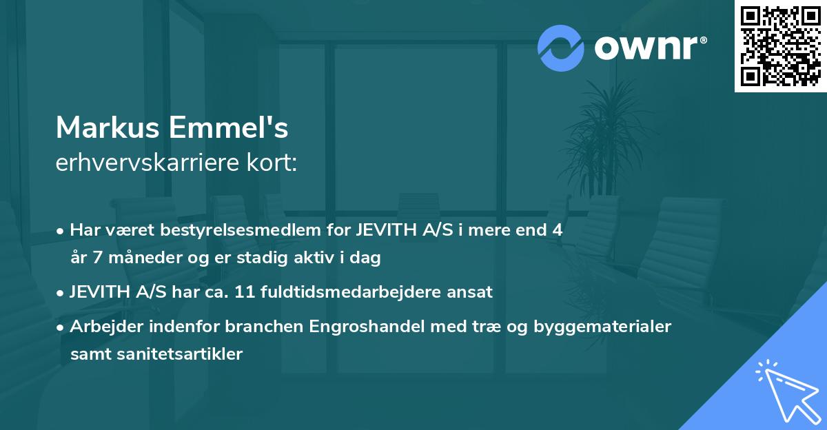 Markus Emmel's erhvervskarriere kort