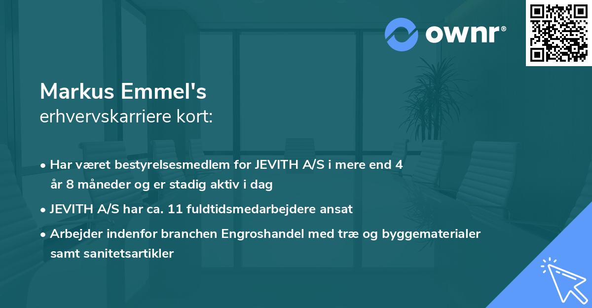 Markus Emmel's erhvervskarriere kort