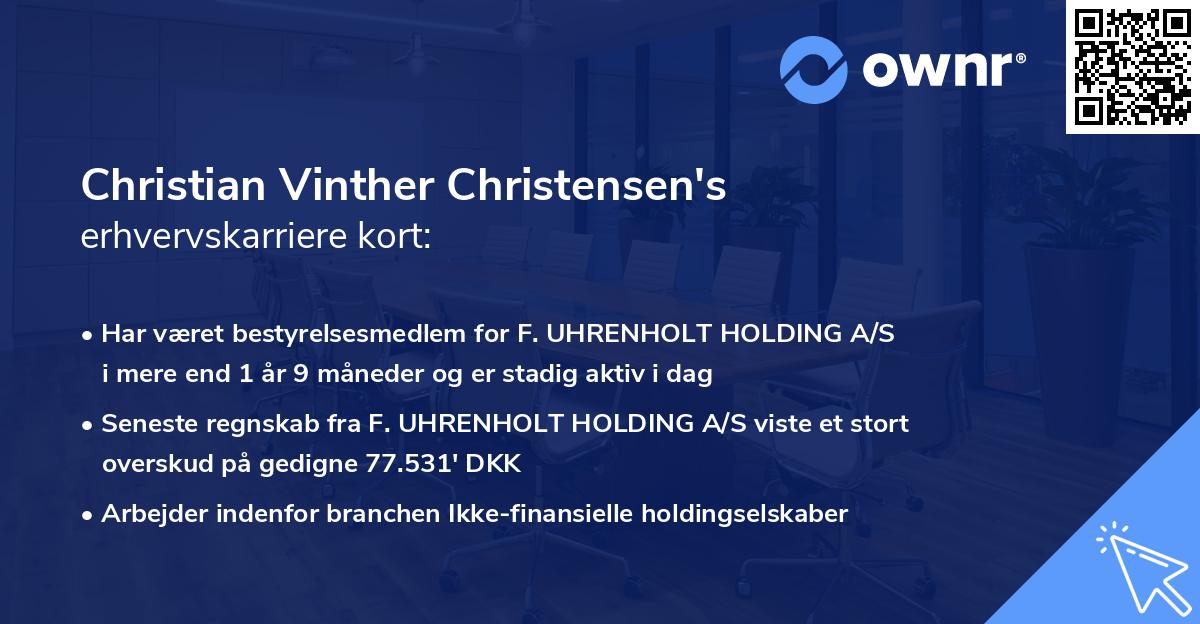 Christian Vinther Christensen's erhvervskarriere kort