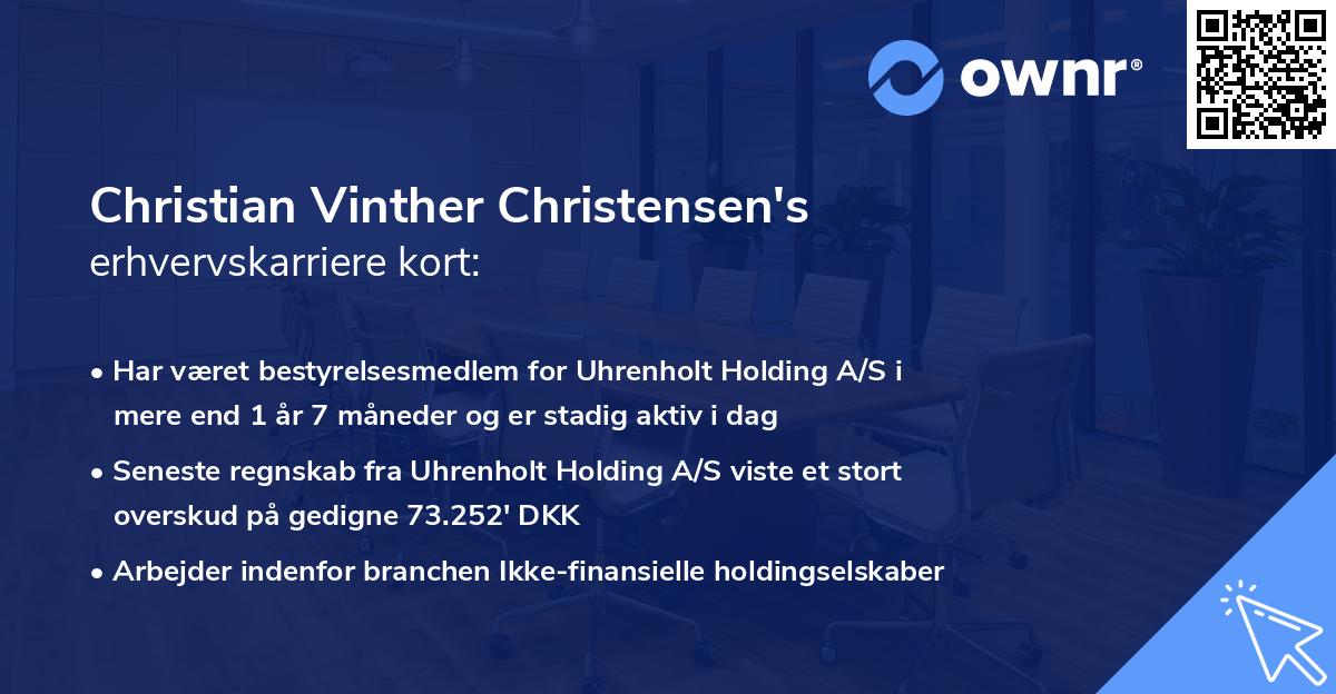 Christian Vinther Christensen's erhvervskarriere kort
