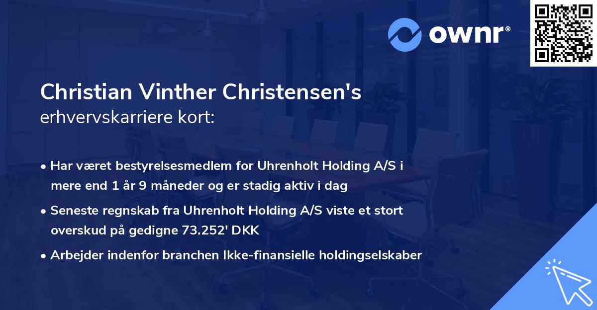 Christian Vinther Christensen's erhvervskarriere kort
