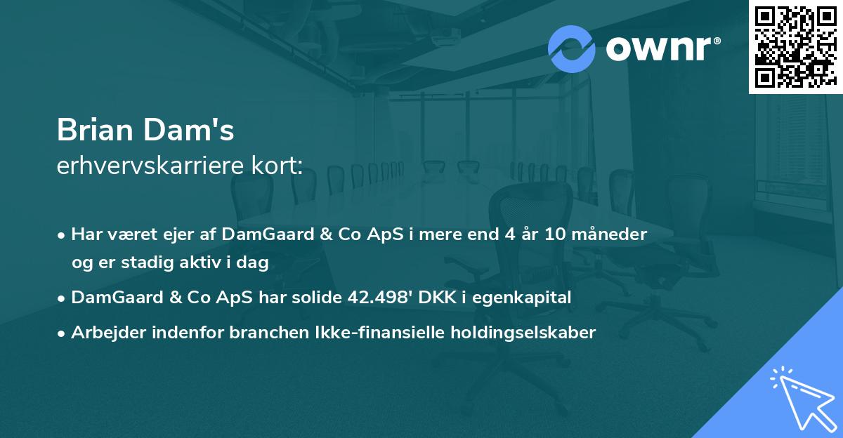 Brian Dam's erhvervskarriere kort