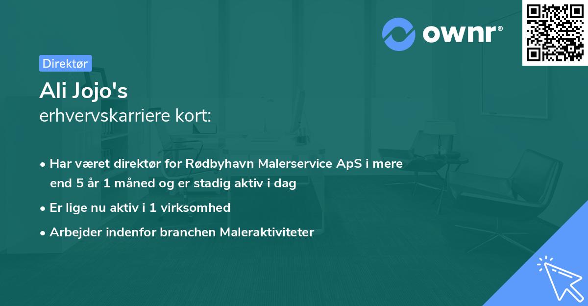 Ali Jojo's erhvervskarriere kort