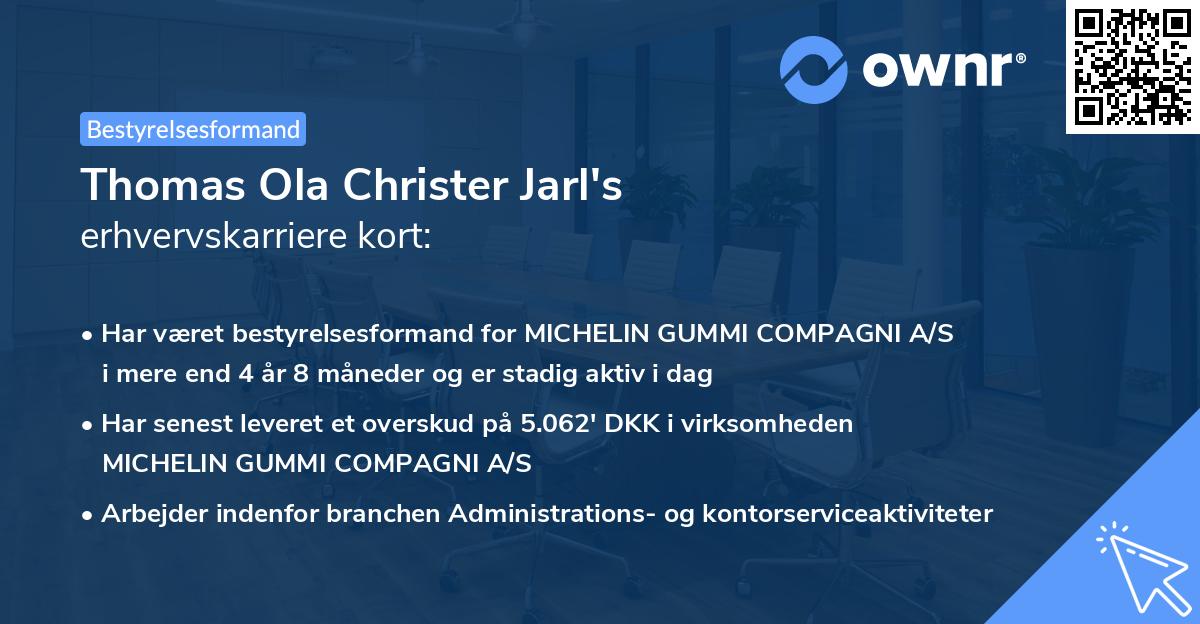 Thomas Ola Christer Jarl's erhvervskarriere kort