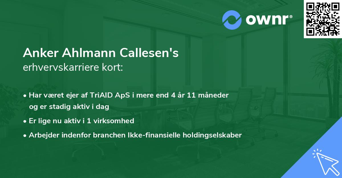 Anker Ahlmann Callesen's erhvervskarriere kort