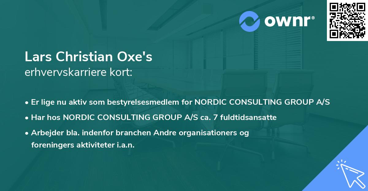 Lars Christian Oxe's erhvervskarriere kort