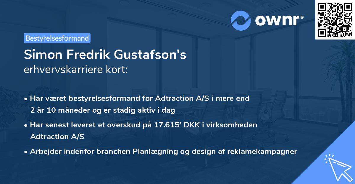 Simon Fredrik Gustafson's erhvervskarriere kort