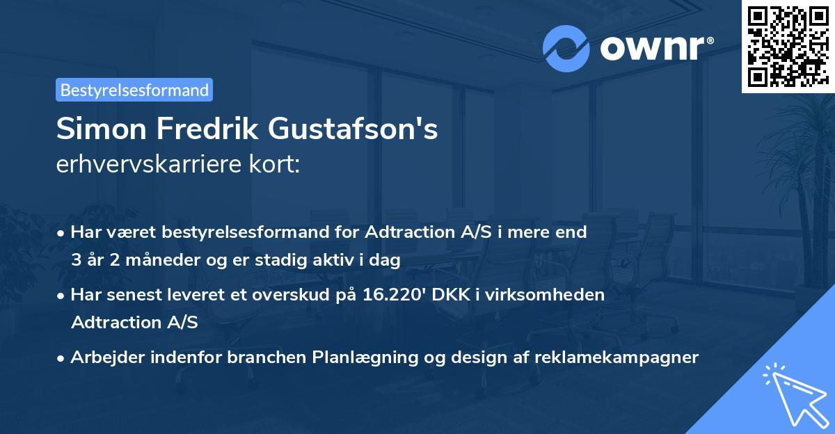 Simon Fredrik Gustafson's erhvervskarriere kort