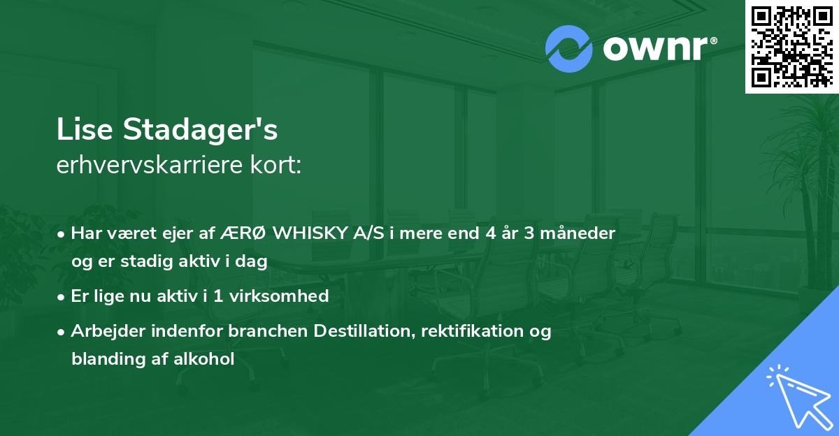 Lise Stadager's erhvervskarriere kort