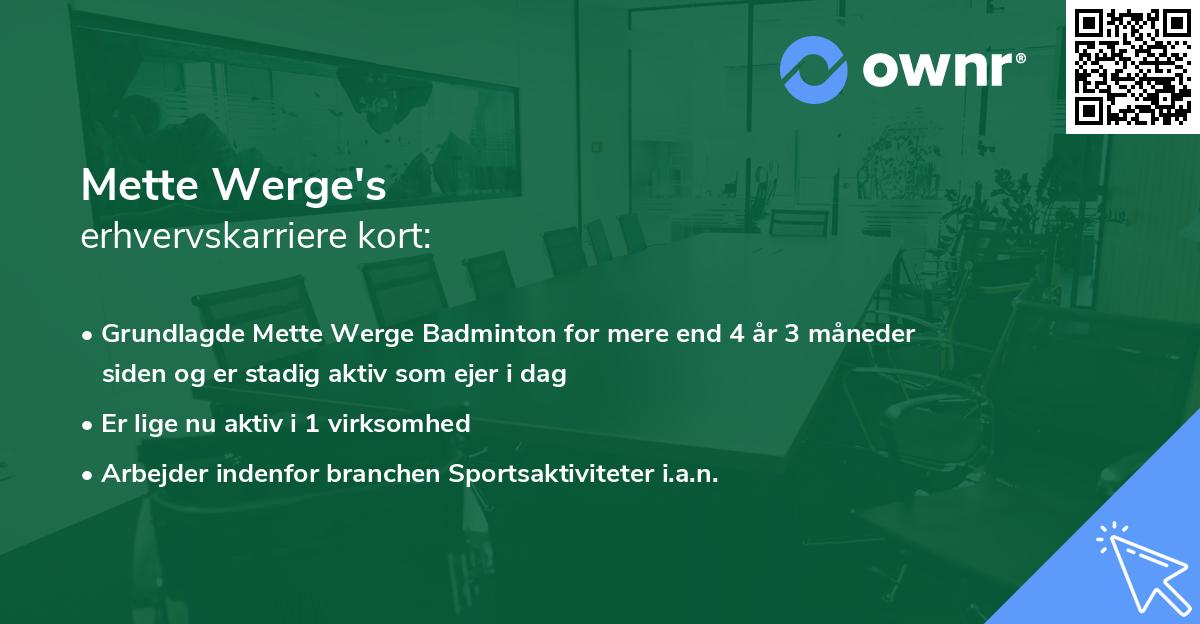 Mette Werge's erhvervskarriere kort