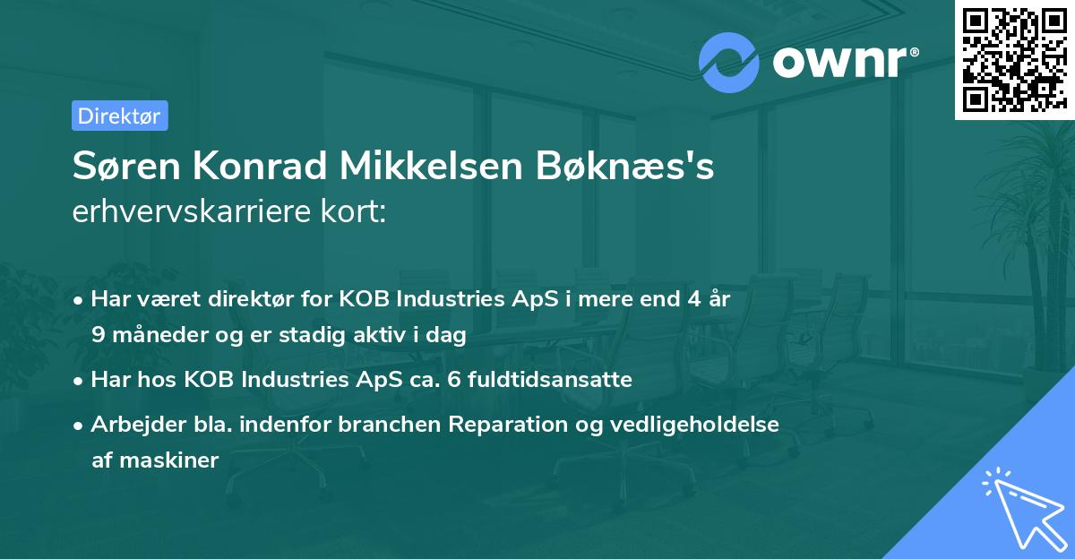 Søren Konrad Mikkelsen Bøknæs's erhvervskarriere kort
