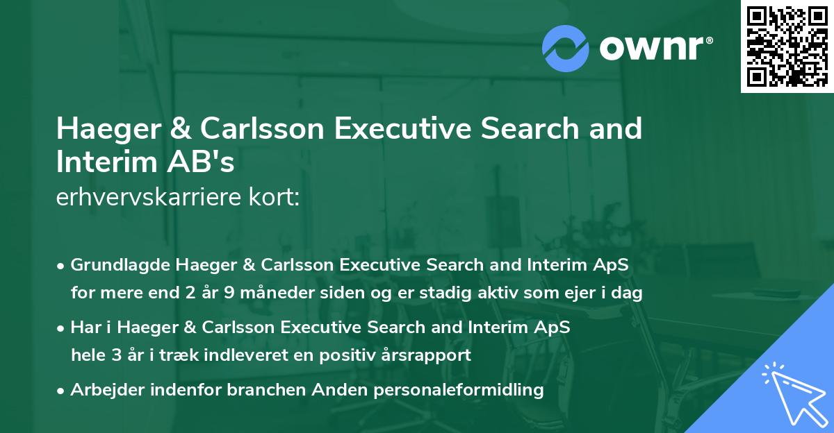 Haeger & Carlsson Executive Search and Interim AB's erhvervskarriere kort