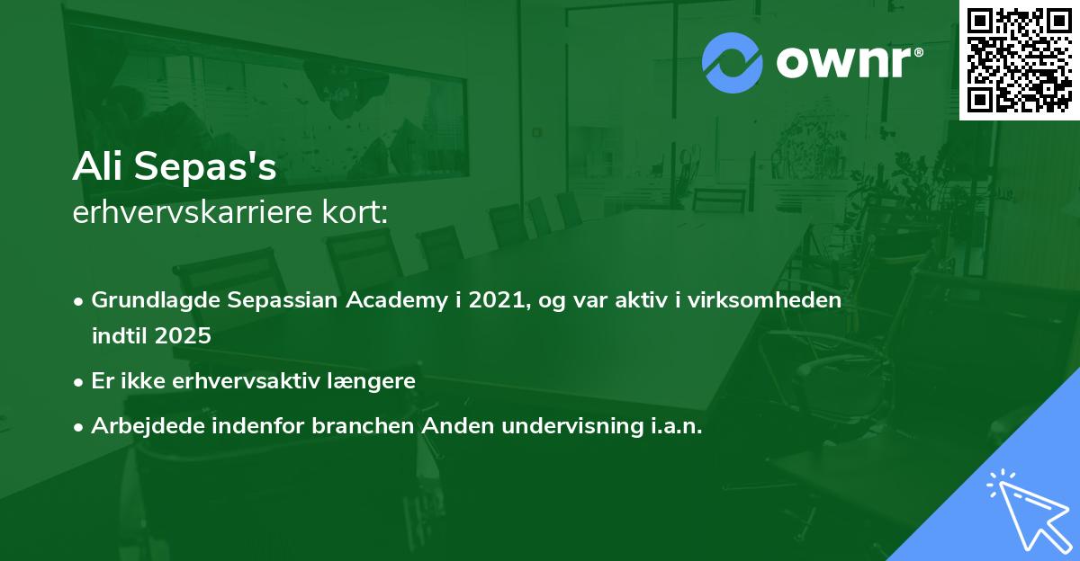 Ali Sepas's erhvervskarriere kort