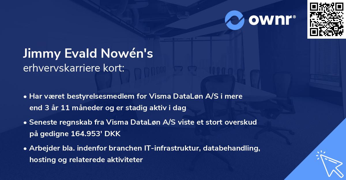 Jimmy Evald Nowén's erhvervskarriere kort