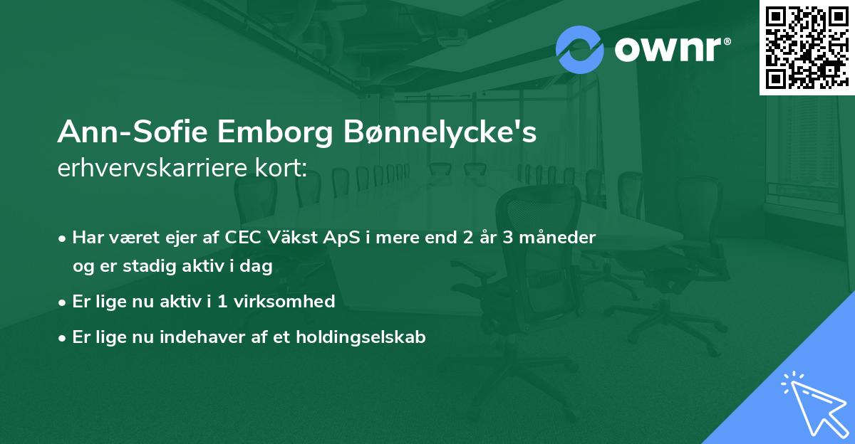 Ann-Sofie Emborg Bønnelycke's erhvervskarriere kort