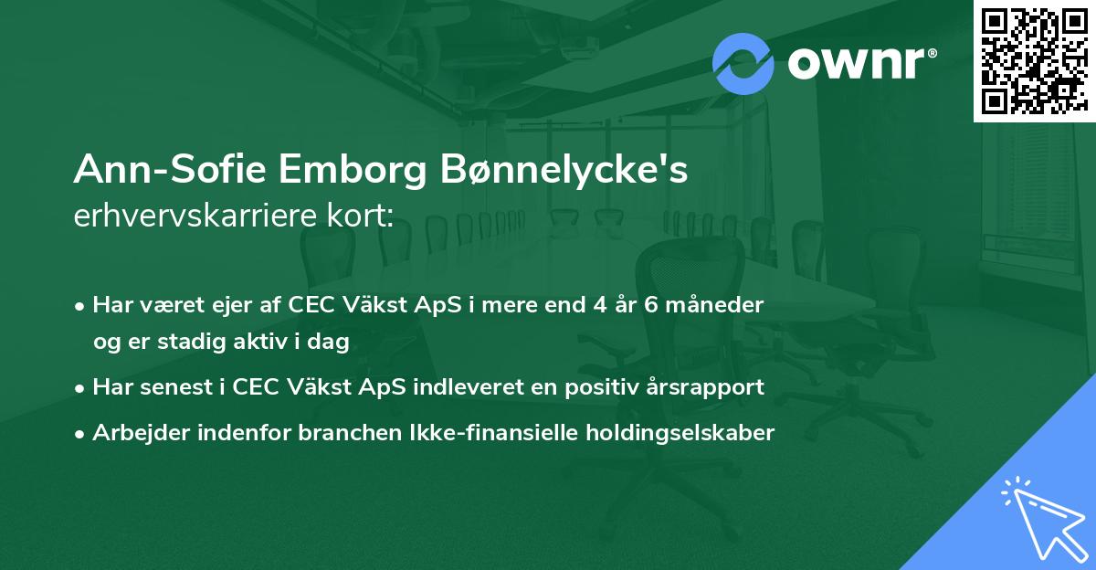 Ann-Sofie Emborg Bønnelycke's erhvervskarriere kort