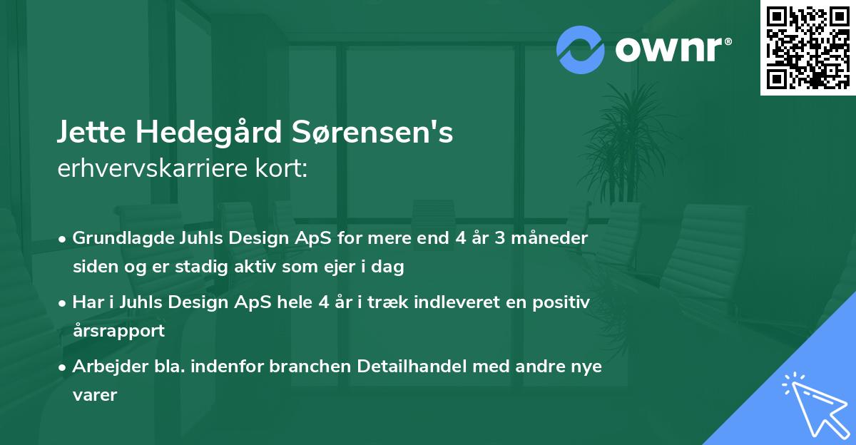 Jette Hedegård Sørensen's erhvervskarriere kort