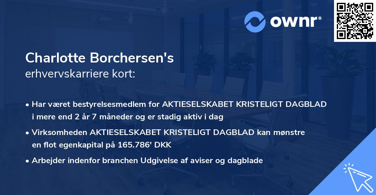 Charlotte Borchersen's erhvervskarriere kort