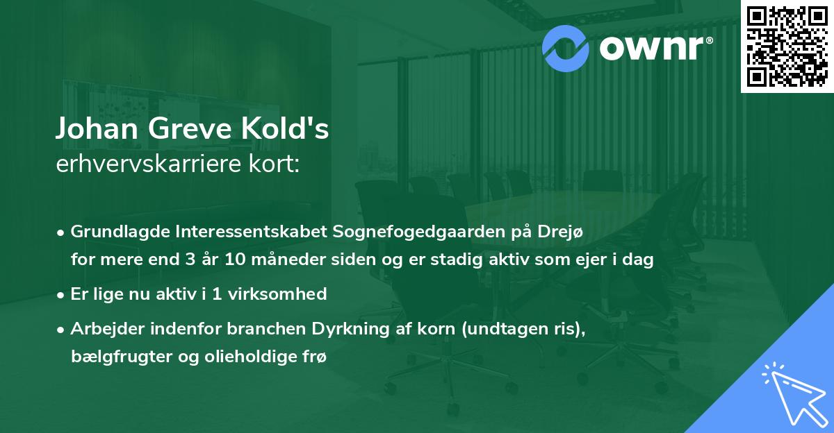 Johan Greve Kold's erhvervskarriere kort