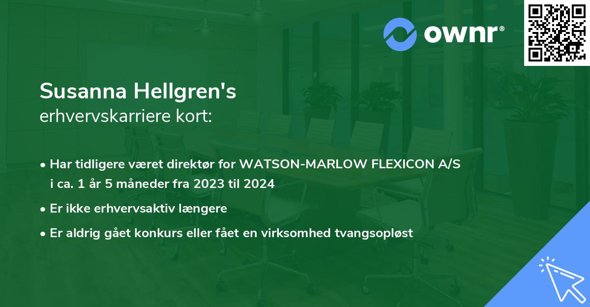 Susanna Hellgren's erhvervskarriere kort