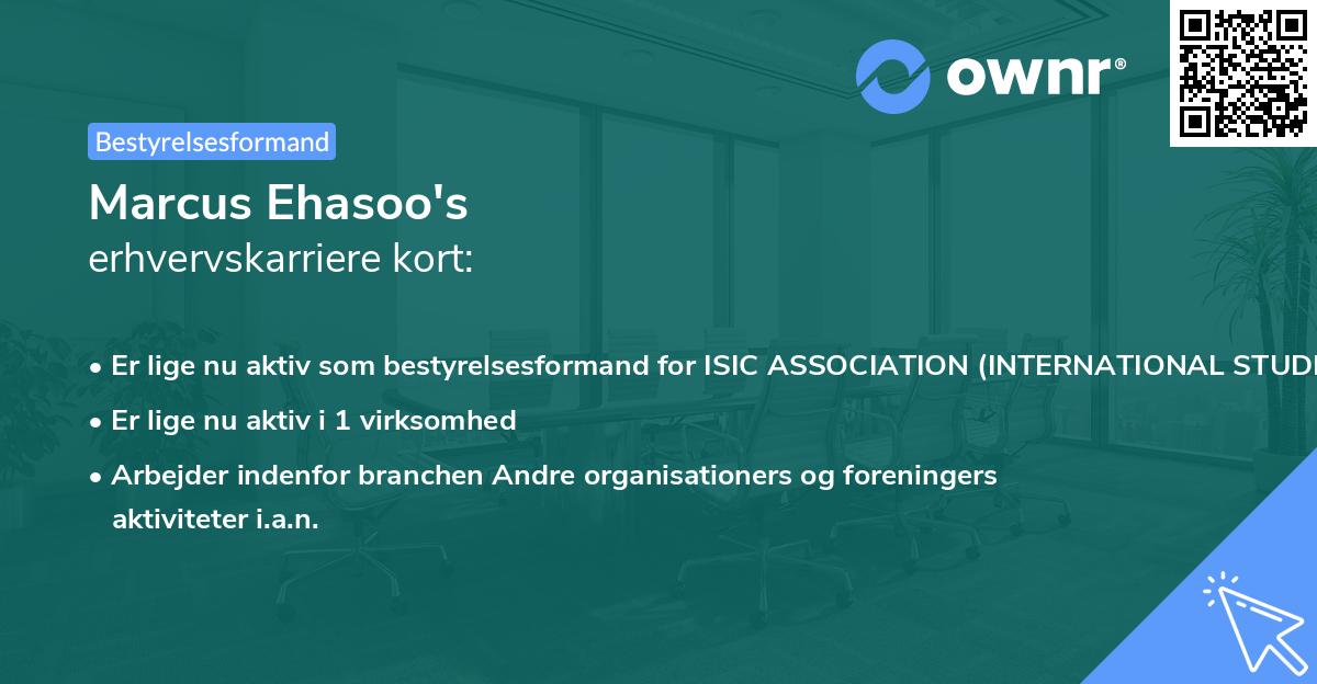 Marcus Ehasoo's erhvervskarriere kort