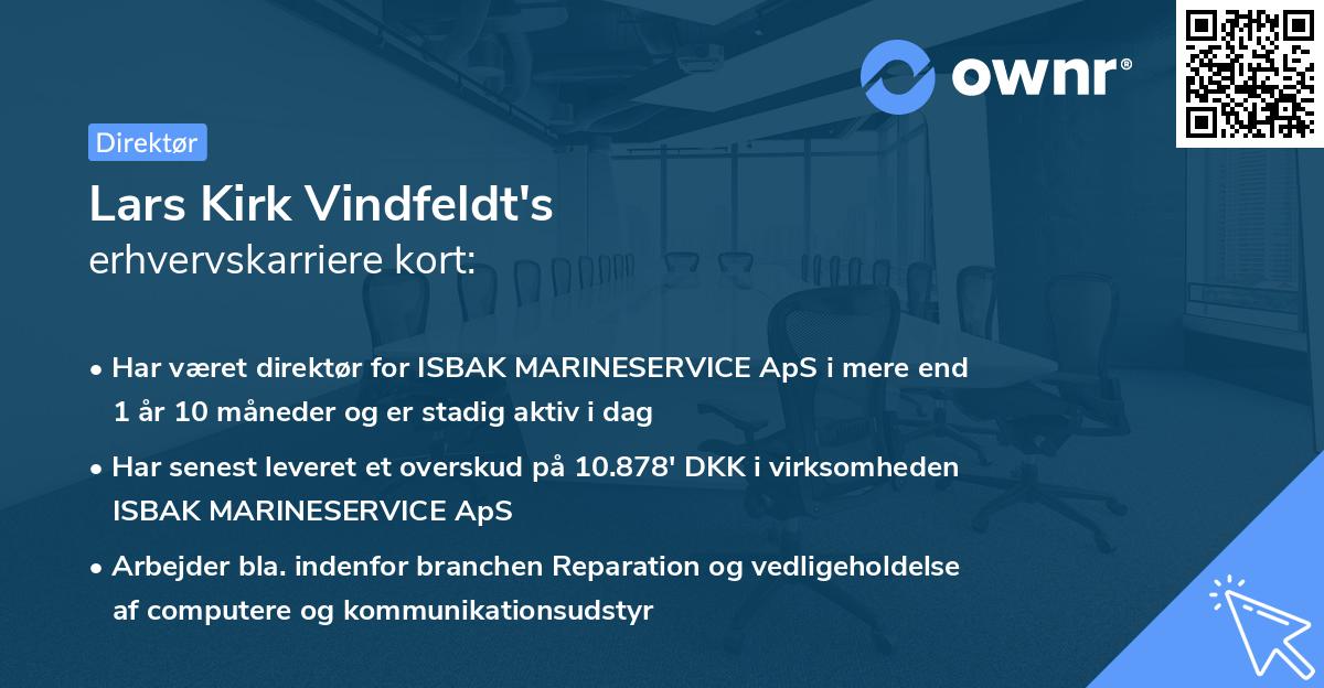 Lars Kirk Vindfeldt's erhvervskarriere kort