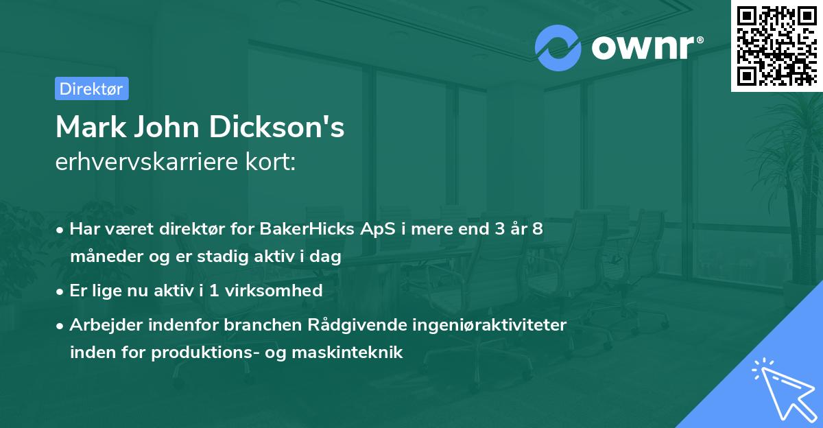 Mark John Dickson's erhvervskarriere kort