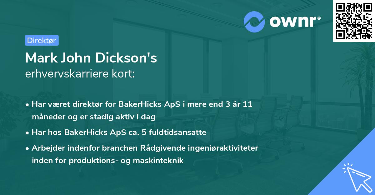 Mark John Dickson's erhvervskarriere kort