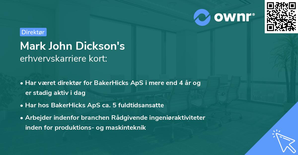 Mark John Dickson's erhvervskarriere kort