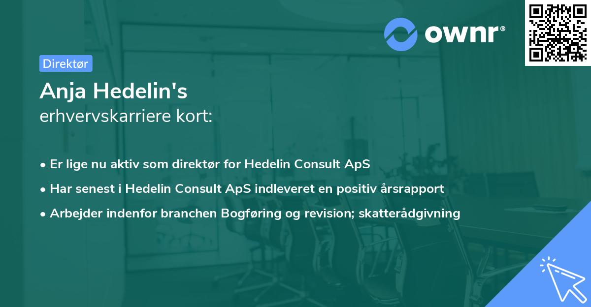 Anja Hedelin's erhvervskarriere kort