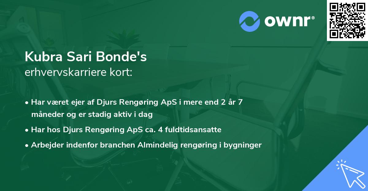 Kubra Sari Bonde's erhvervskarriere kort