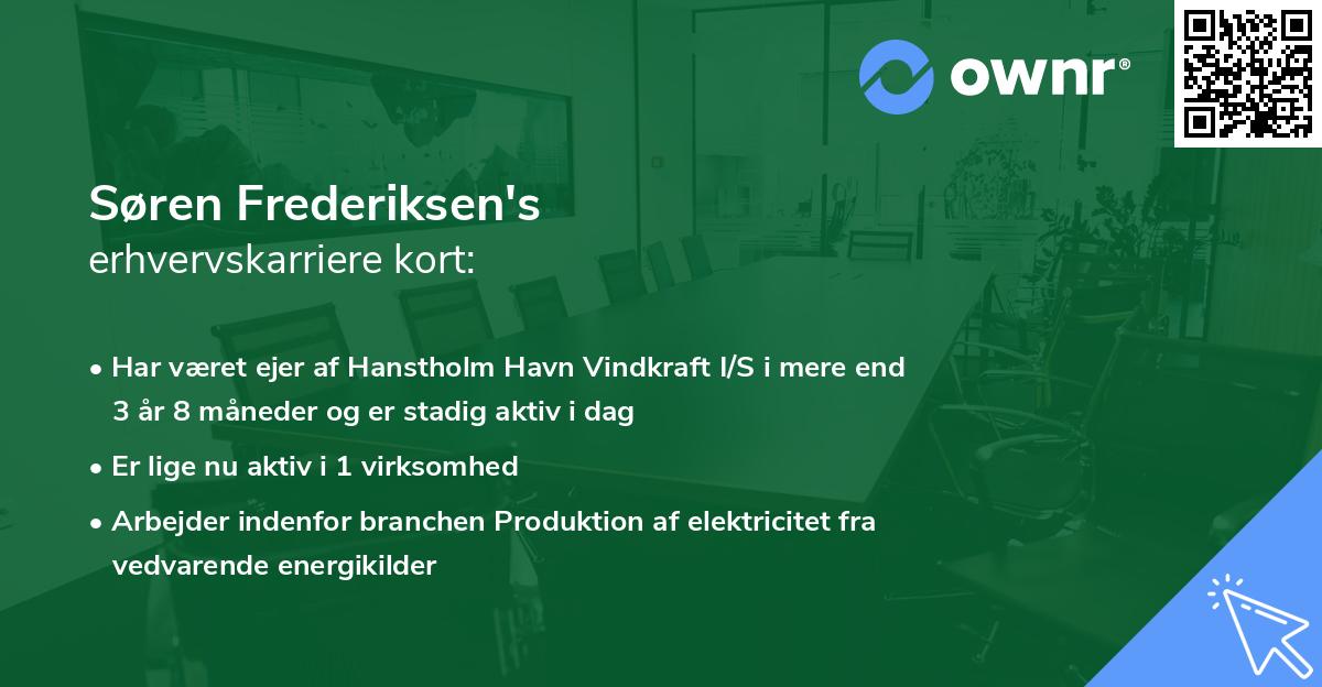 Søren Frederiksen's erhvervskarriere kort