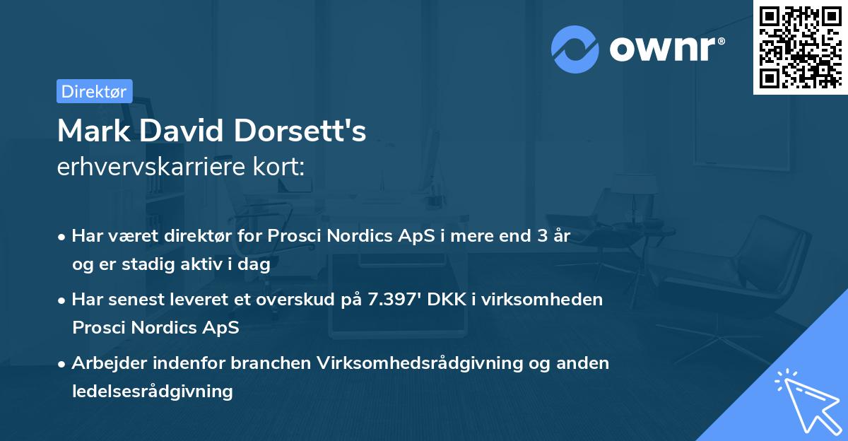 Mark David Dorsett's erhvervskarriere kort