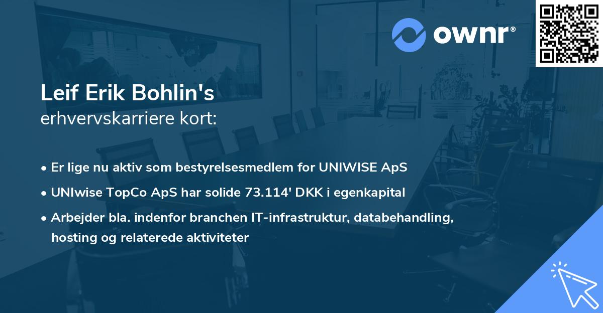 Leif Erik Bohlin's erhvervskarriere kort