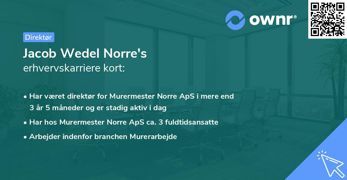Jacob Wedel Norre's erhvervskarriere kort