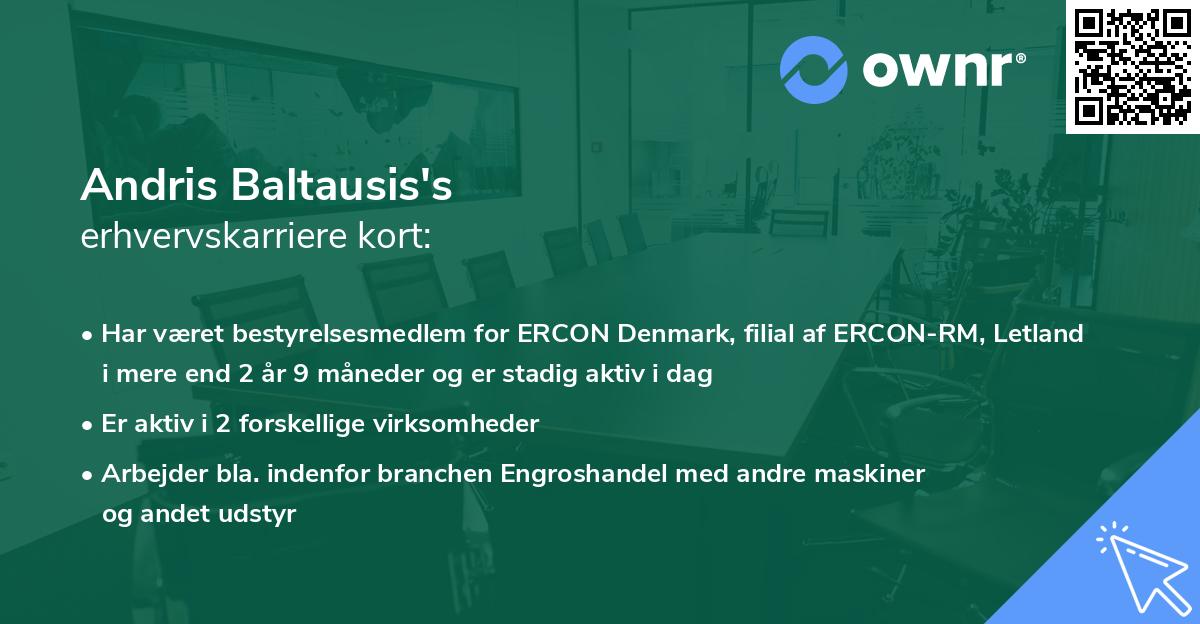 Andris Baltausis's erhvervskarriere kort