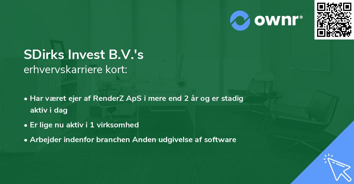 SDirks Invest B.V.'s erhvervskarriere kort