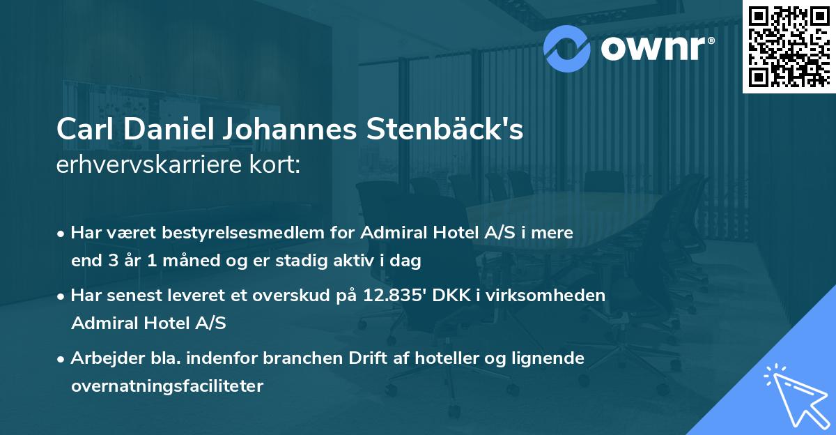 Carl Daniel Johannes Stenbäck's erhvervskarriere kort