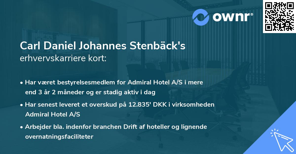 Carl Daniel Johannes Stenbäck's erhvervskarriere kort