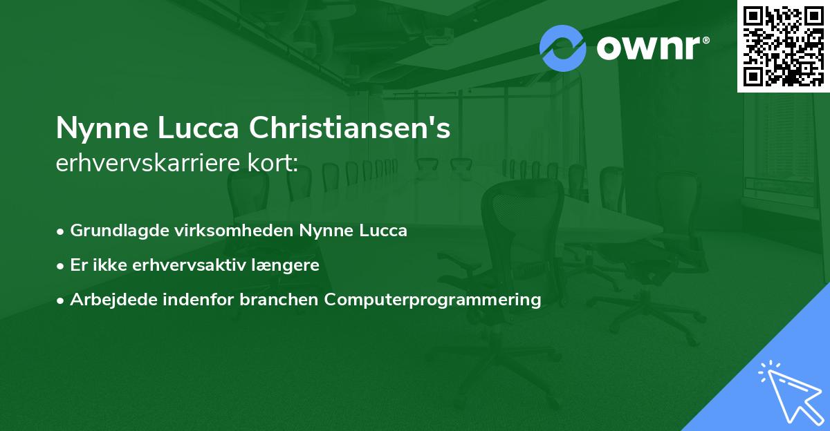 Nynne Lucca Christiansen's erhvervskarriere kort