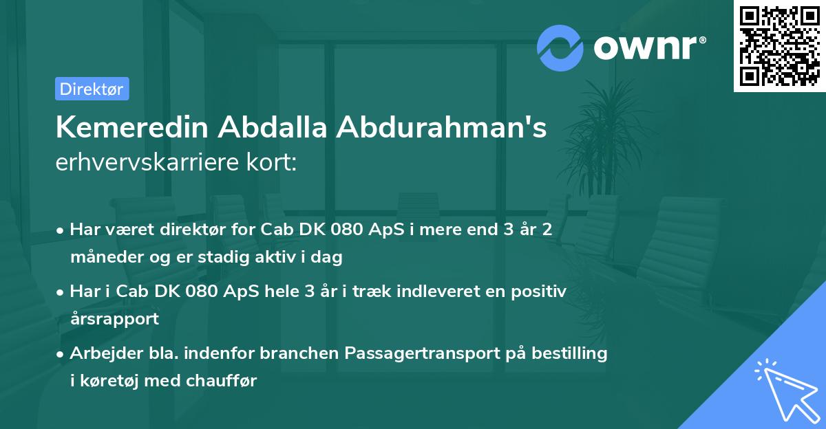 Kemeredin Abdalla Abdurahman's erhvervskarriere kort