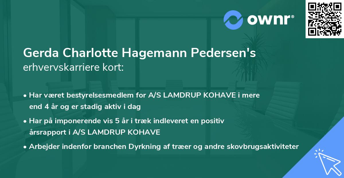 Gerda Charlotte Hagemann Pedersen's erhvervskarriere kort