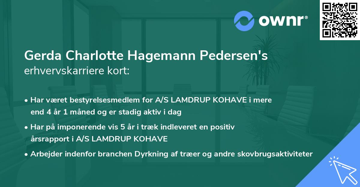 Gerda Charlotte Hagemann Pedersen's erhvervskarriere kort