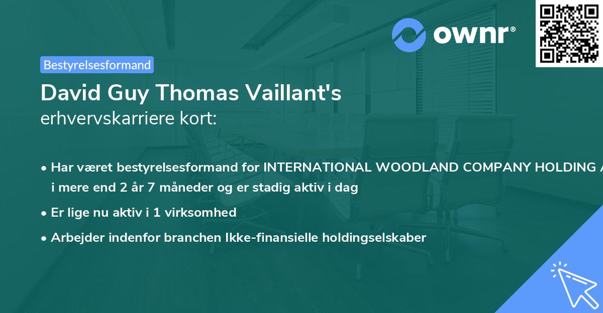 David Guy Thomas Vaillant's erhvervskarriere kort