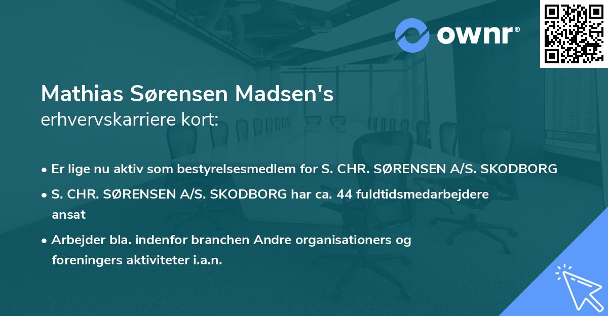 Mathias Sørensen Madsen's erhvervskarriere kort