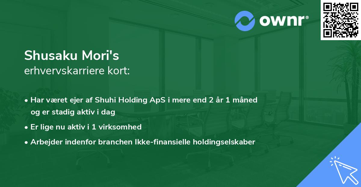 Shusaku Mori's erhvervskarriere kort