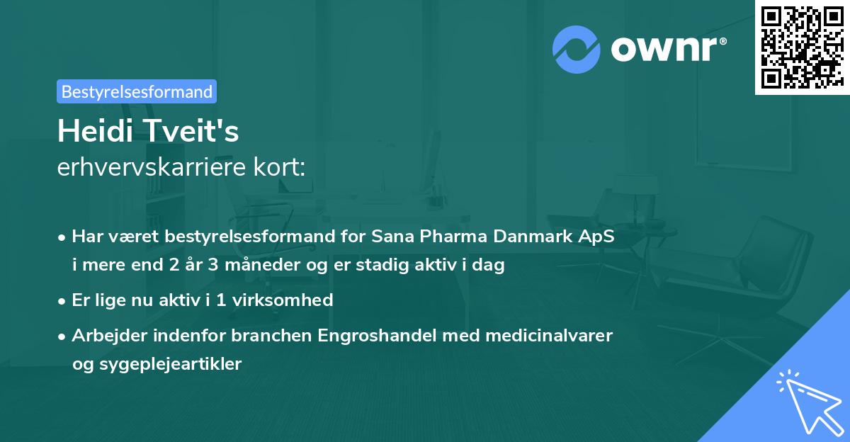 Heidi Tveit's erhvervskarriere kort