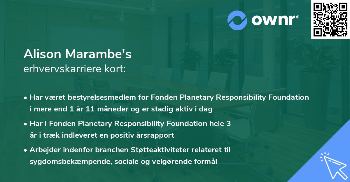 Alison Marambe's erhvervskarriere kort